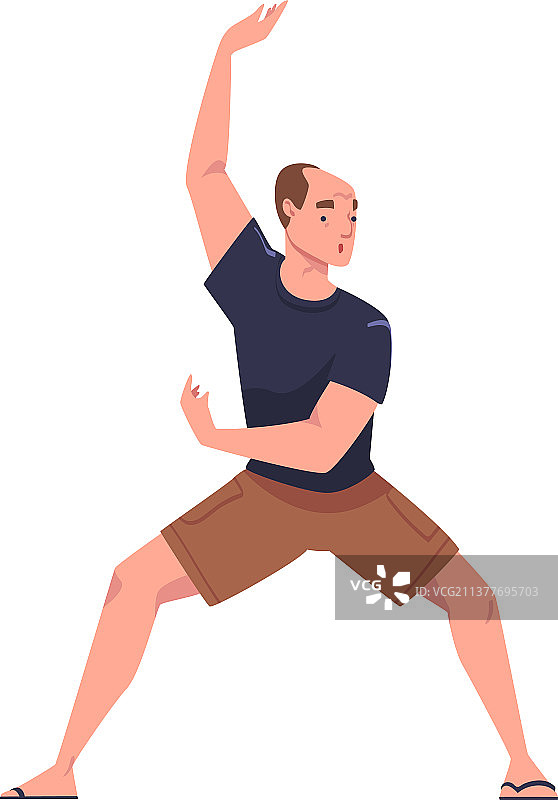 男人练习太极拳和气功图片素材