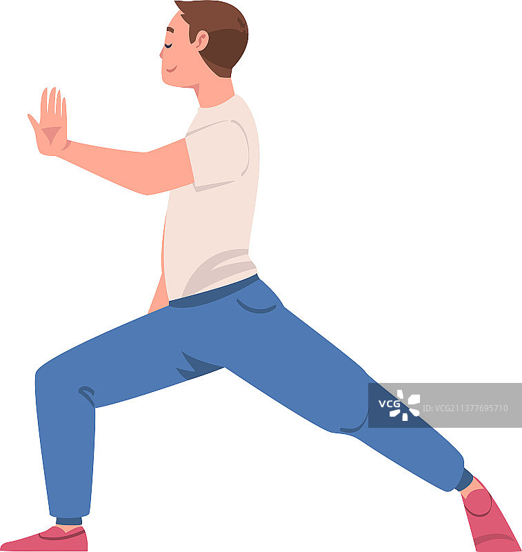 男人练习太极拳和气功图片素材