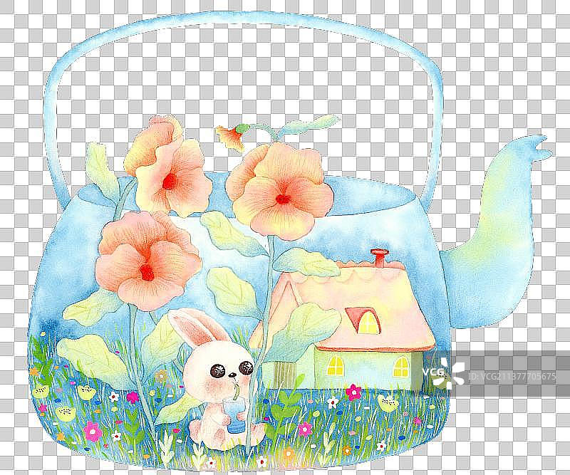 茶壶 兔子 微缩景观图片素材