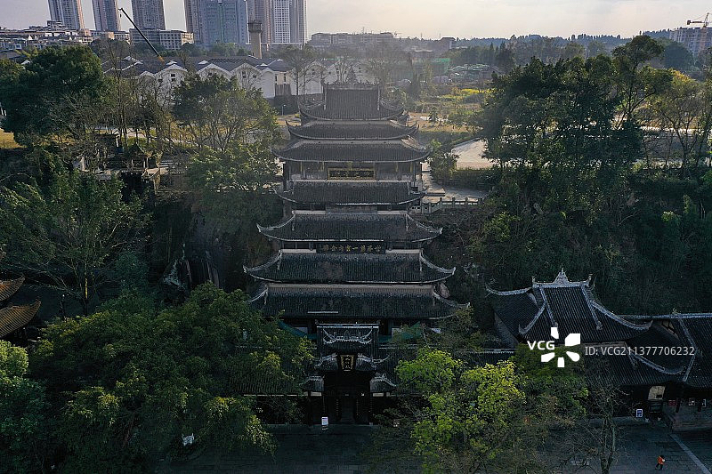 重庆潼南大佛寺航拍图片素材
