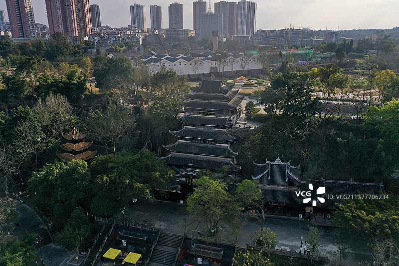 重庆潼南大佛寺航拍图片素材