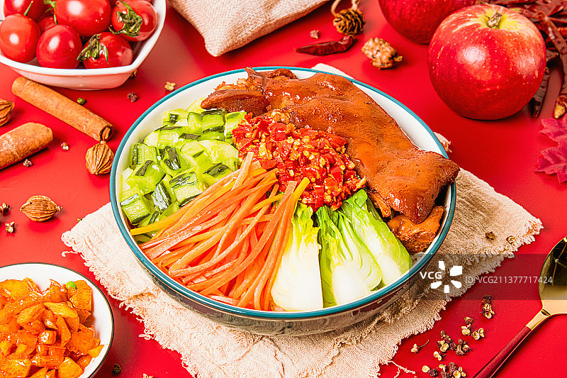 卤猪蹄套饭图片素材