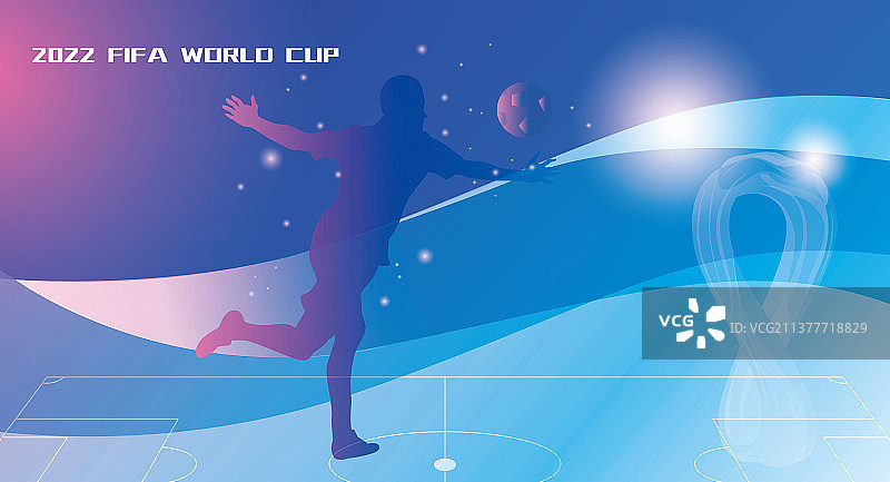 世界杯足球运动员剪影矢量海报图片素材