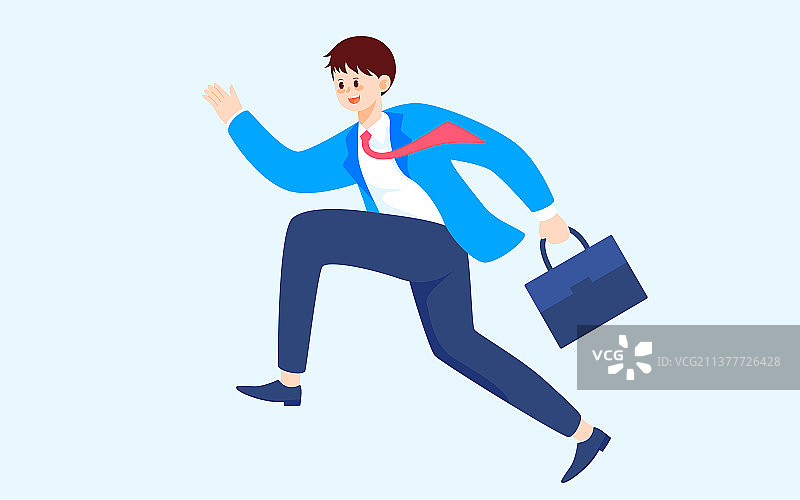 人物上班工作迟到奔跑插画招聘面试活动海报图片素材