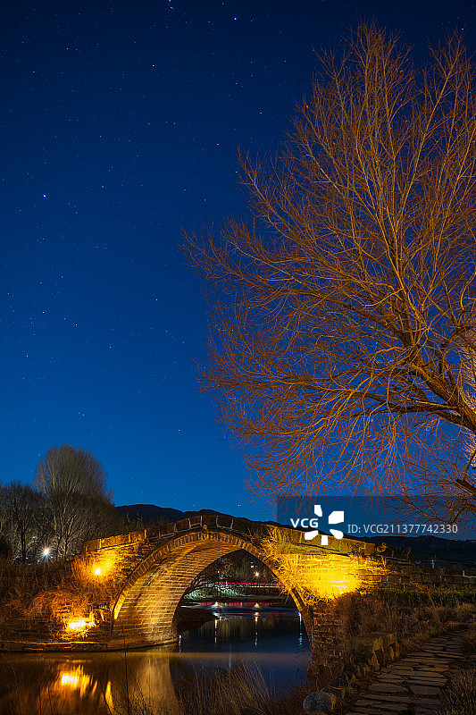 沙溪古镇玉津桥星空图片素材