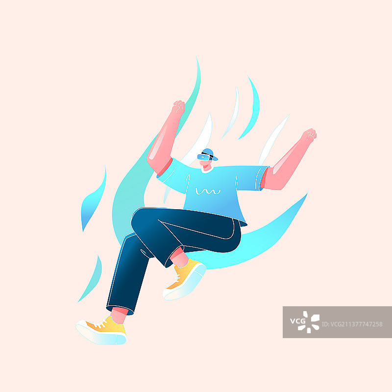 卡通元宇宙娱乐休闲虚拟现实VR游戏科幻未来信息数据海洋生物次元壁外太空星球科技概念渐变矢量插画图片素材