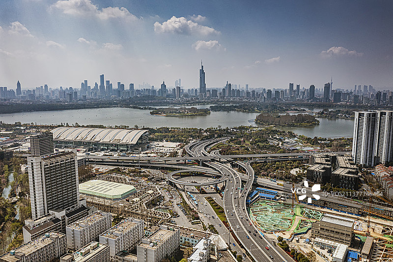 航拍南京玄武湖风光图片素材