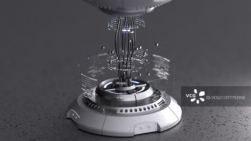 3D渲染科技地台线缆传输插图图片素材