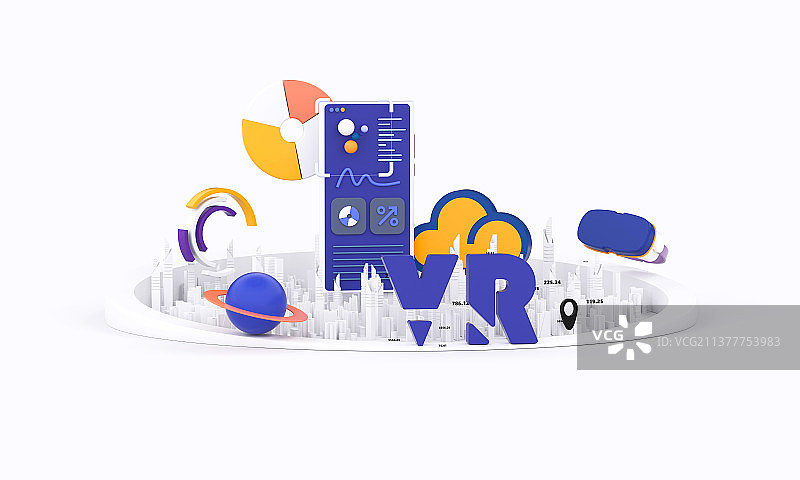 3D渲染元宇宙未来城市卡通插画图片素材
