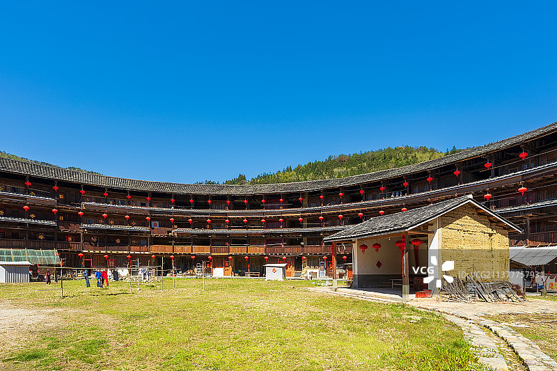 福建省漳州市南靖县书洋镇石桥村福建省最大土楼——顺裕楼（内部空间）图片素材