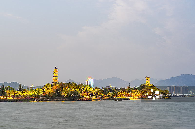 温州江心屿夜景 江心屿风光 江南园林 岛屿图片素材