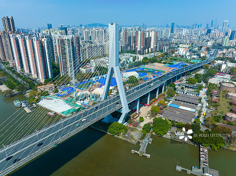广州鹤洞大桥航拍图片素材