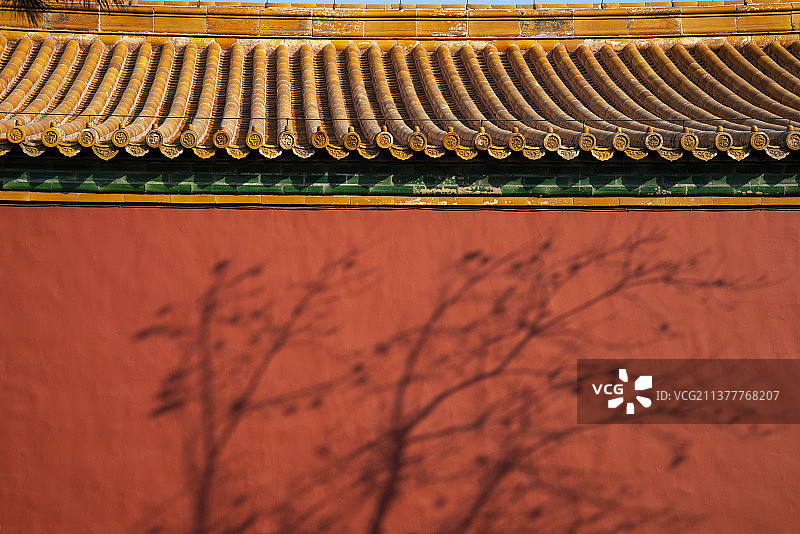 北京故宫外墙红墙树影风光壁纸图片素材