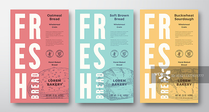 新鲜烘焙面包抽象包装设计图片素材