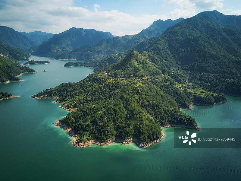 航拍丽水青田千峡湖水库山川风景图片素材