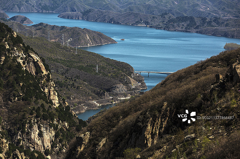 自云蒙山远眺密云水库图片素材