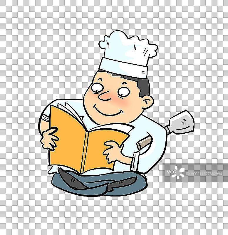 读菜谱的厨师图片素材
