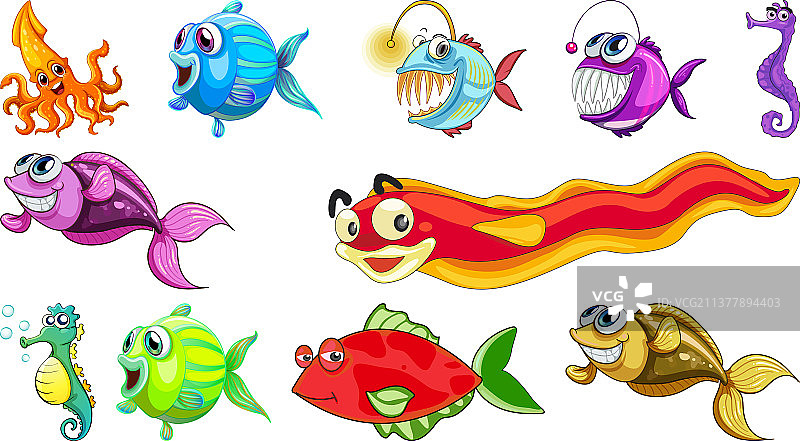 海洋动物卡通合集图片素材