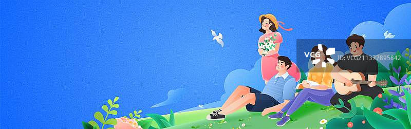 五四青年节矢量扁平化插画海报banner图片素材