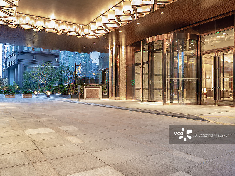 星级宾馆酒店门前门廊停车区汽车广告背景图图片素材