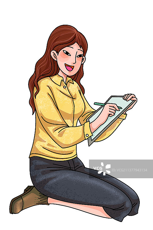 工作记录女员工上班做笔记图片素材