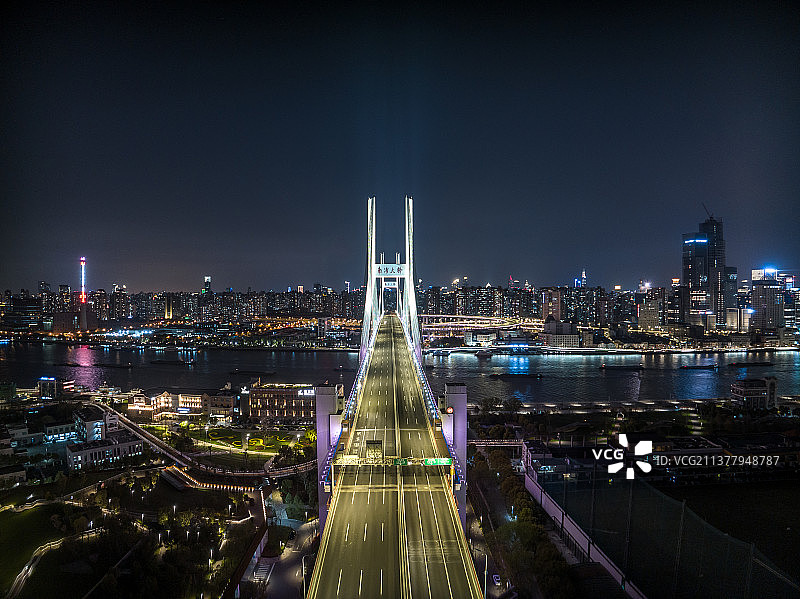 疫情下的上海航拍南浦大桥图片素材