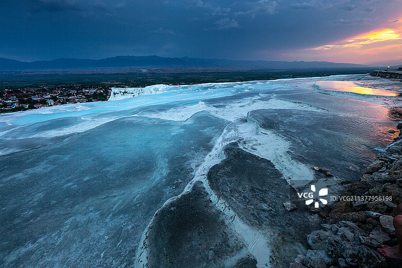 棉花堡日落晚霞图片素材