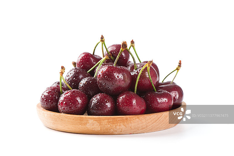 白底上的新鲜樱桃车厘子图片素材