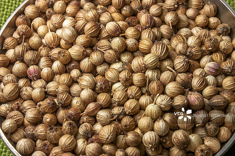 桌上的干香菜籽图片素材