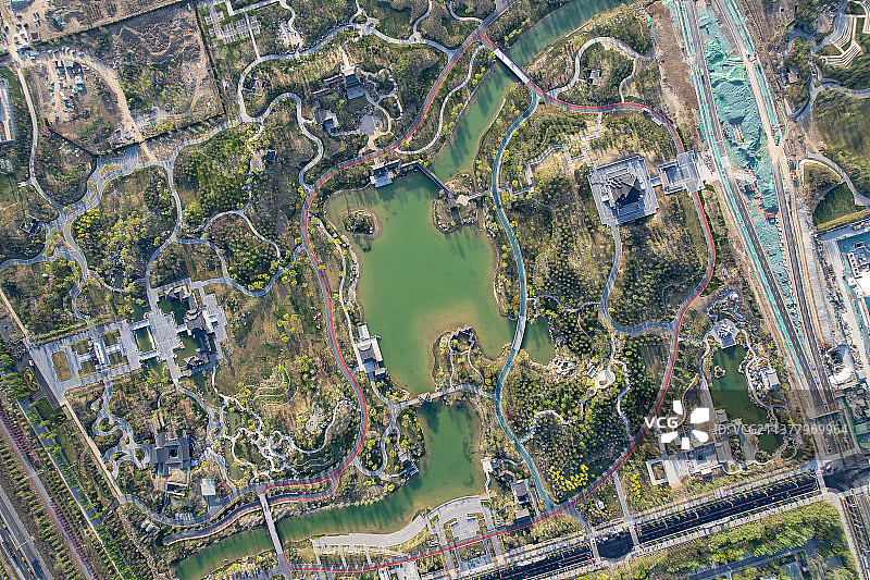 雄安新区悦容公园航拍鸟瞰图图片素材