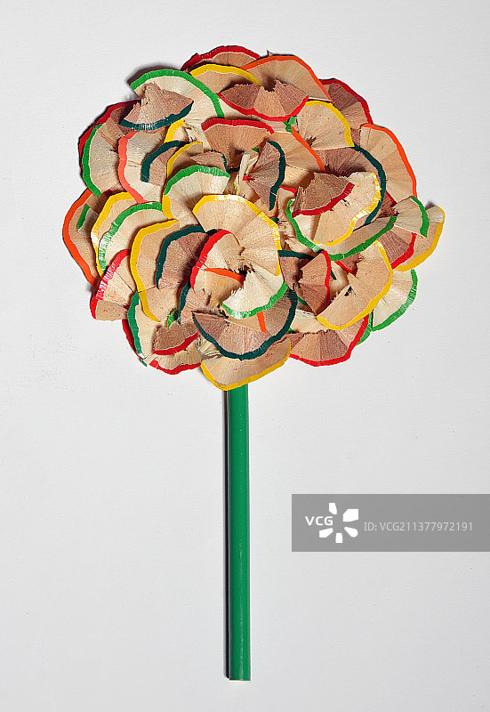 彩色卷笔刀树与白色棒棒糖特写图片素材