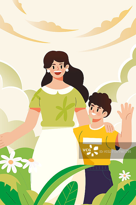 亲子旅行插画图片素材