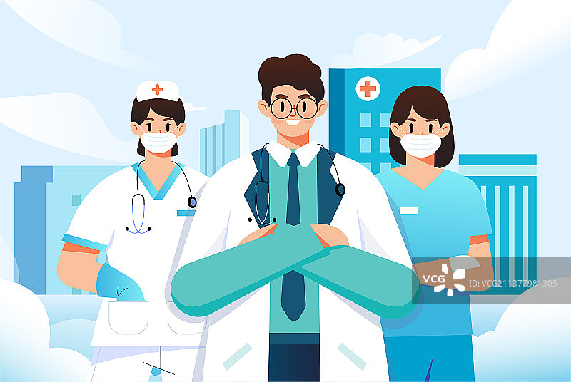 医疗护士团队插画图片素材