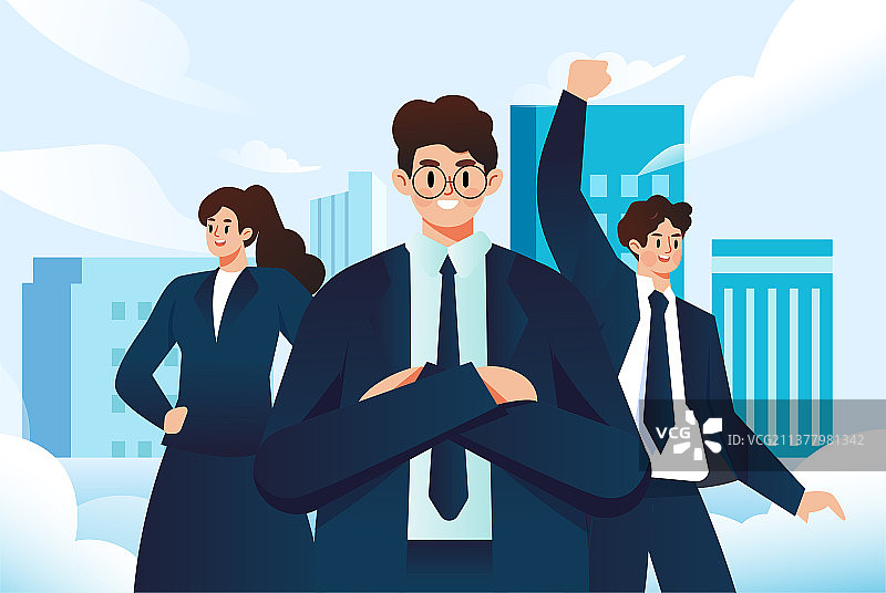 职场销售团队插画图片素材