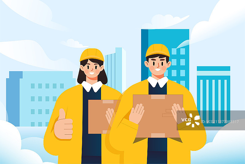 快递团队插画图片素材