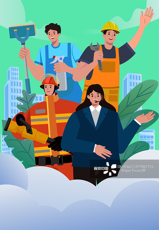 多职业人物劳动节插画图片素材
