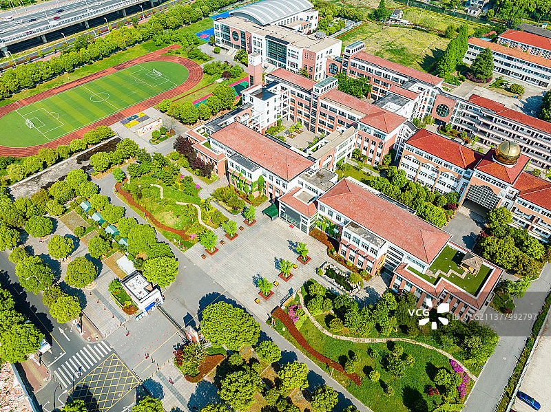 江苏苏州长桥中心小学航拍图片素材