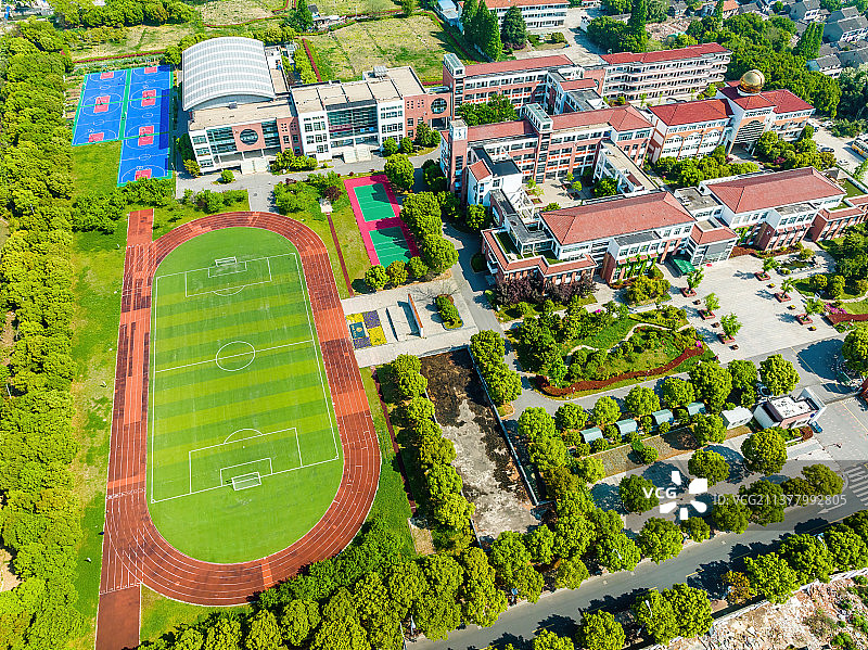 江苏苏州长桥中心小学航拍图片素材
