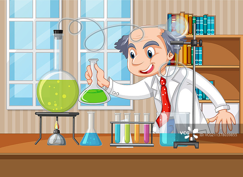 实验室卡通科学家场景图片素材