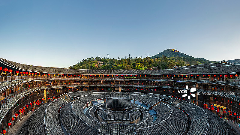 世界文化遗产、福建省龙岩市永定高北土楼群——承启楼（圆楼之王）内部空间图片素材