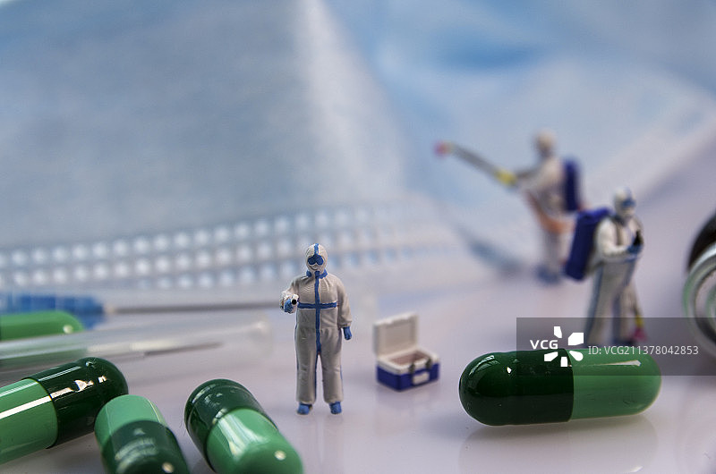 抗疫志愿者们团结一致图片素材