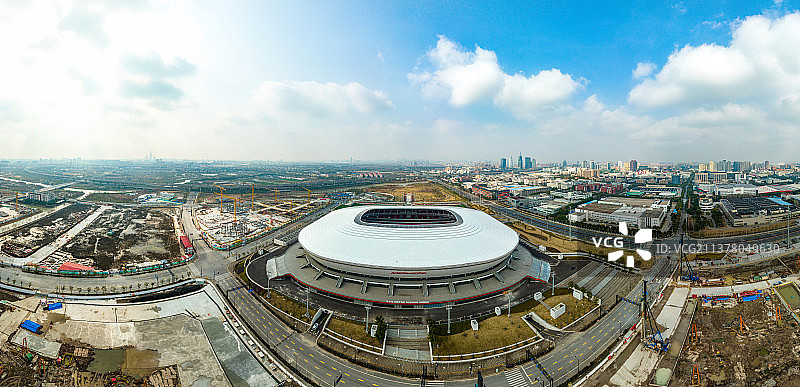 航拍上海浦东足球场图片素材