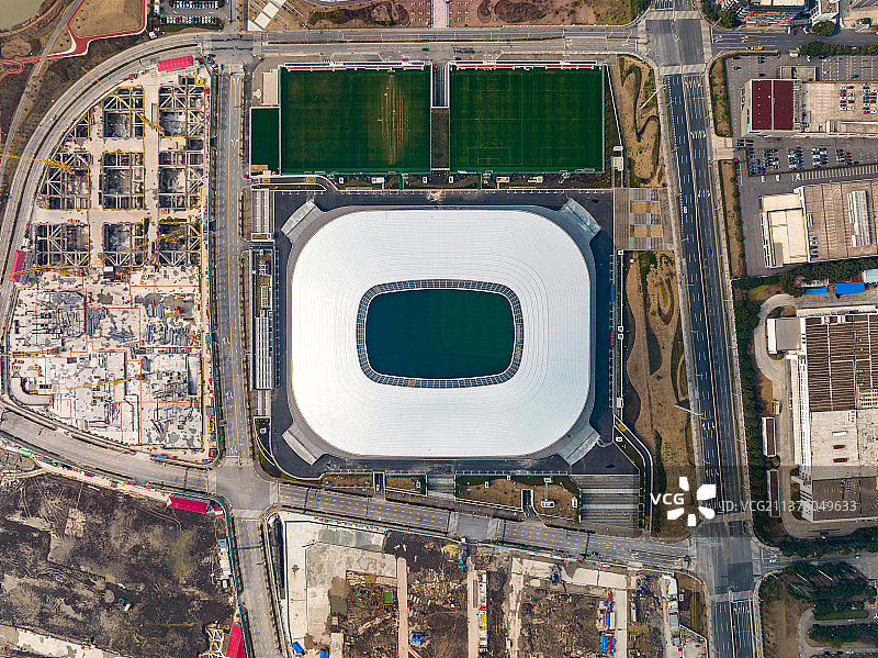航拍上海浦东足球场图片素材