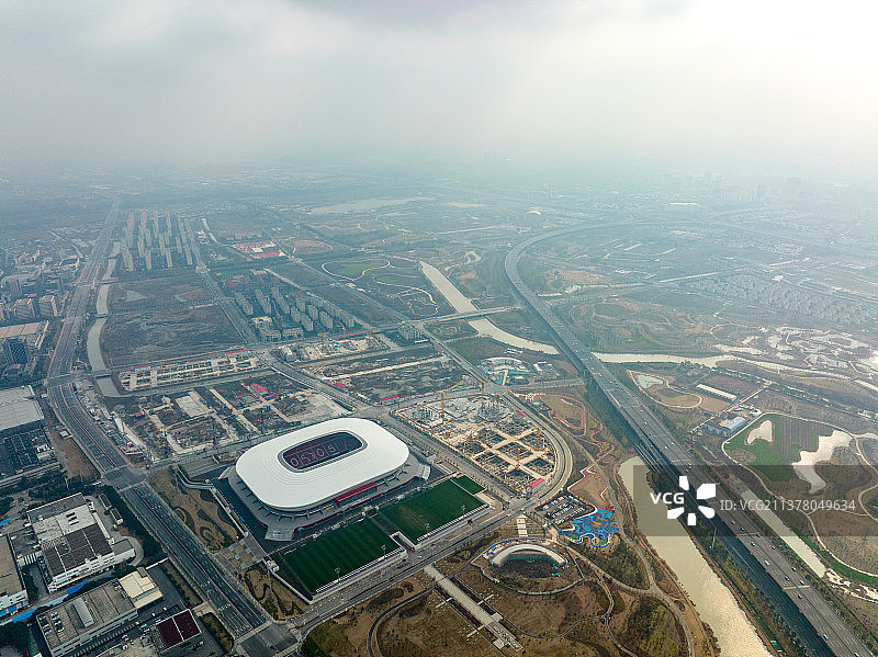 航拍上海浦东足球场图片素材