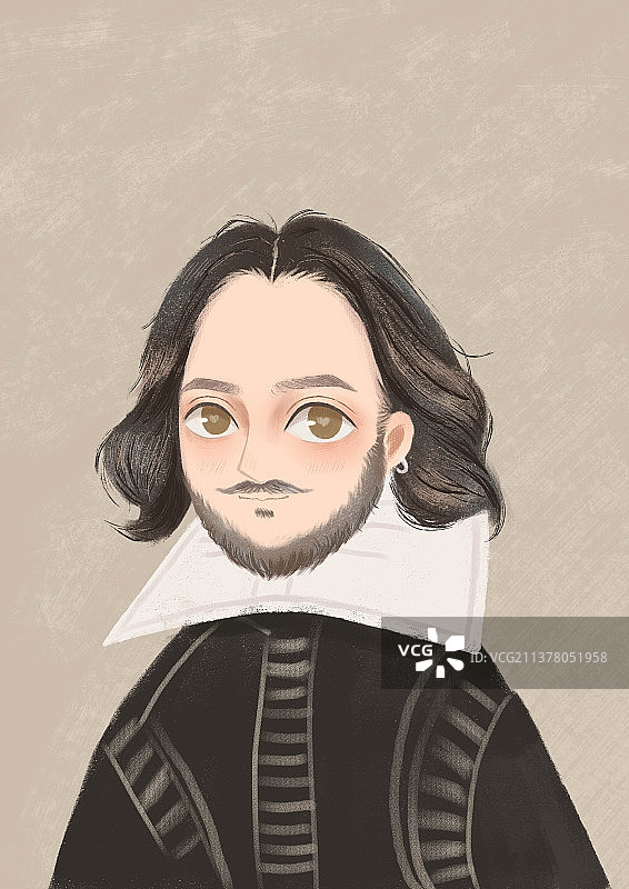 儿童插画风格莎士比亚图片素材