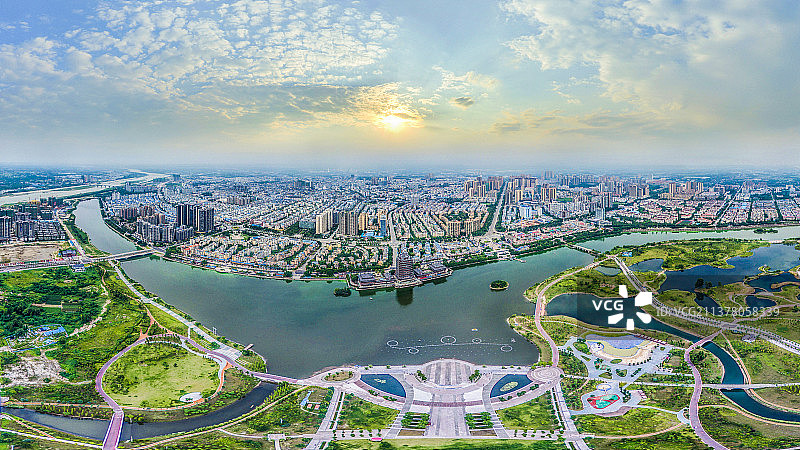 四川眉山市东坡湿地公园航拍全景图片素材