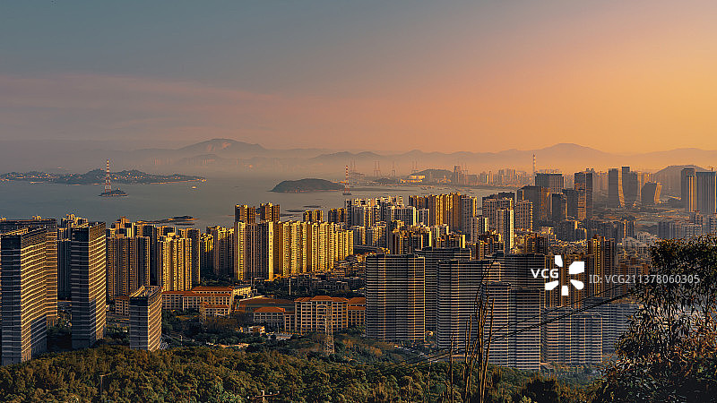 夕阳下的海沧区图片素材