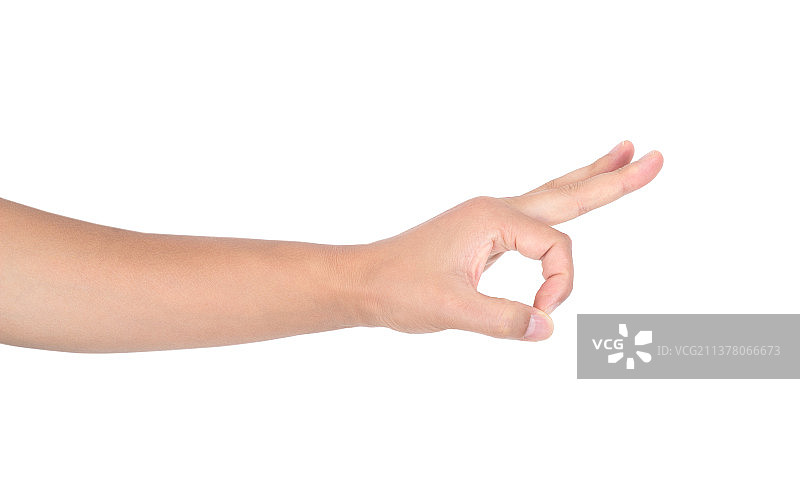 白背景前做出OK手势的手图片素材