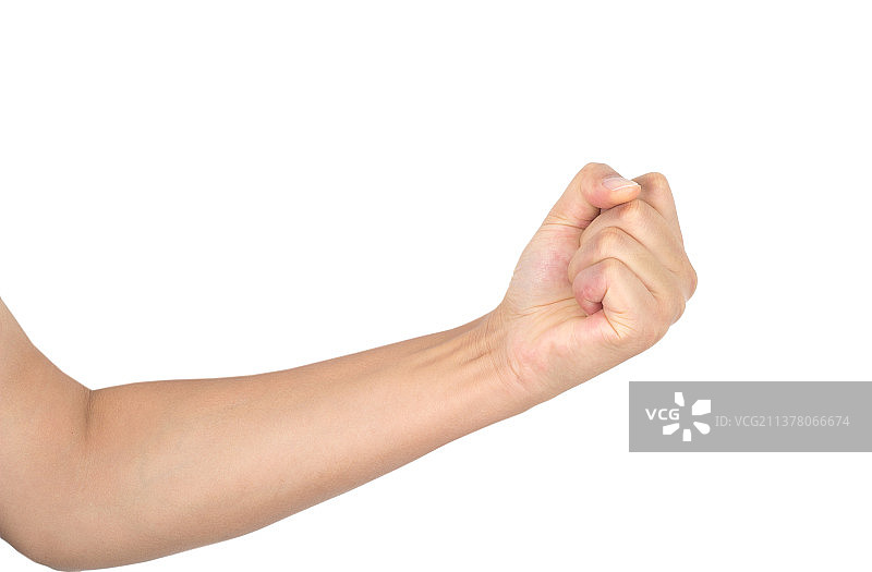 白背景前一只握着拳头的手图片素材