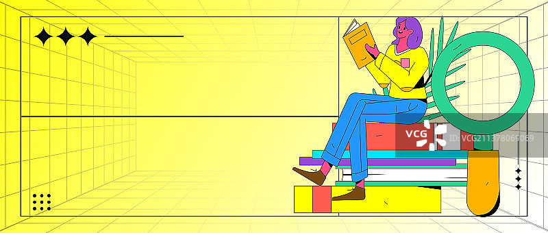 阅读的人物扁平矢量概念运营插画图片素材